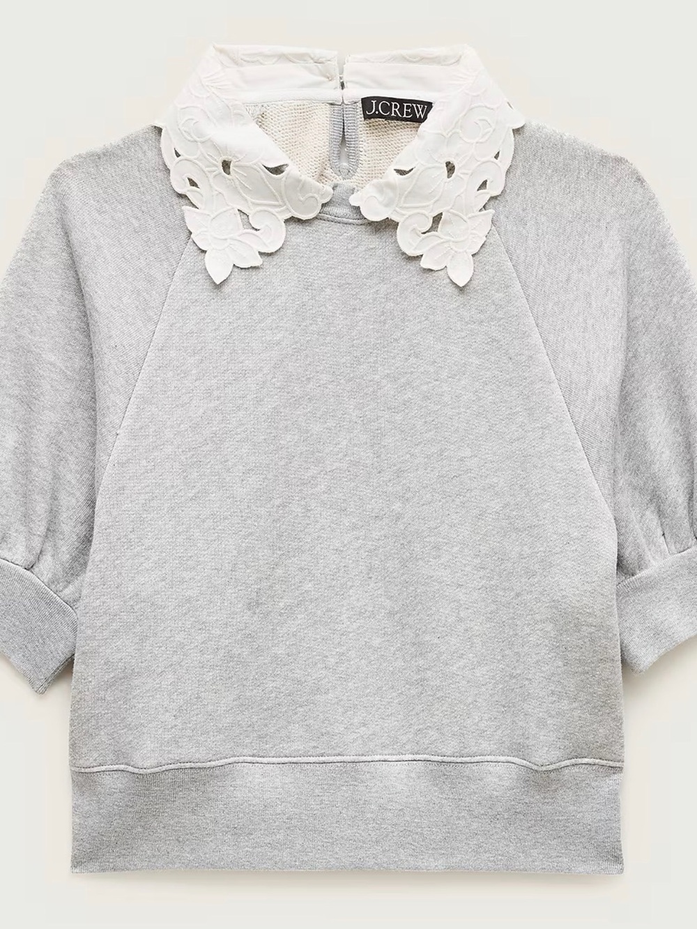 J CREW XS Heritage terry puff-sleeve sweatshirt with eyelet collar CS610 - Picture 3 of 6